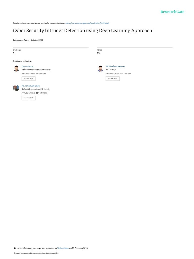 Cyber Security Intruder Detectionusing Deep Learning Approach | PDF ...