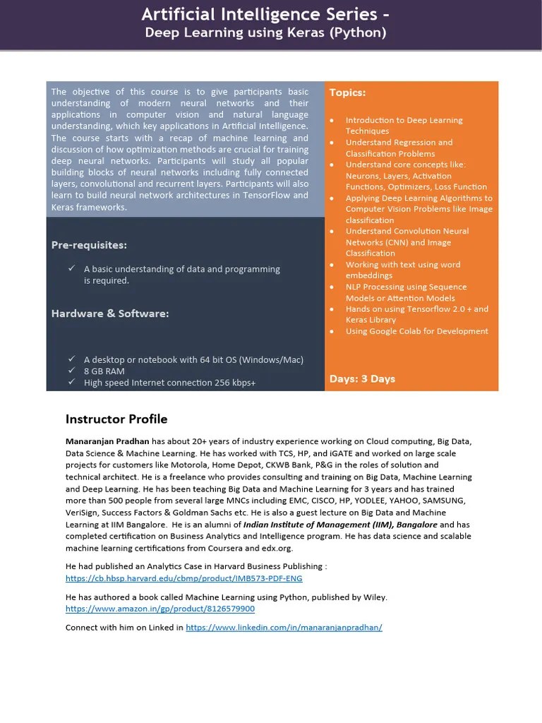 AI Series - Deep Learning Using Keras V1 | Download Free PDF | Deep ...