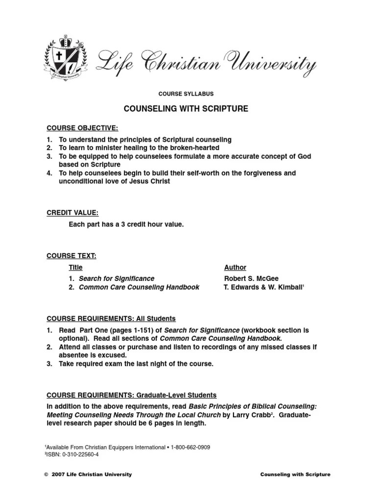 Counseling with scripture english outline