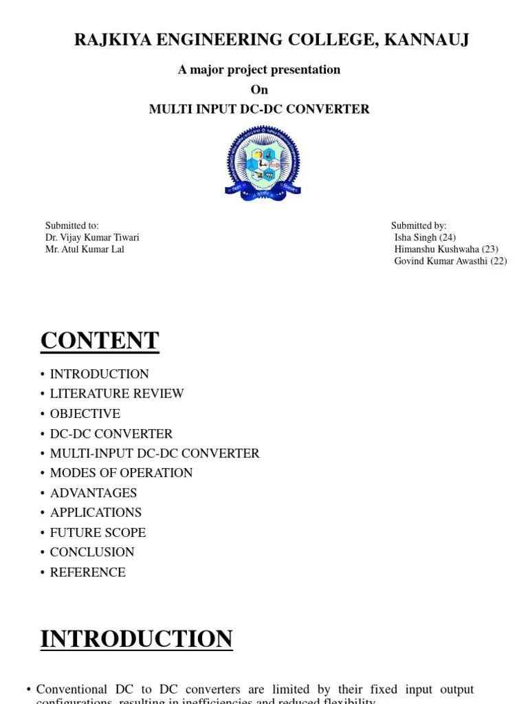 Multi Input DC - DC Convertor | PDF | Power Electronics | Direct Current