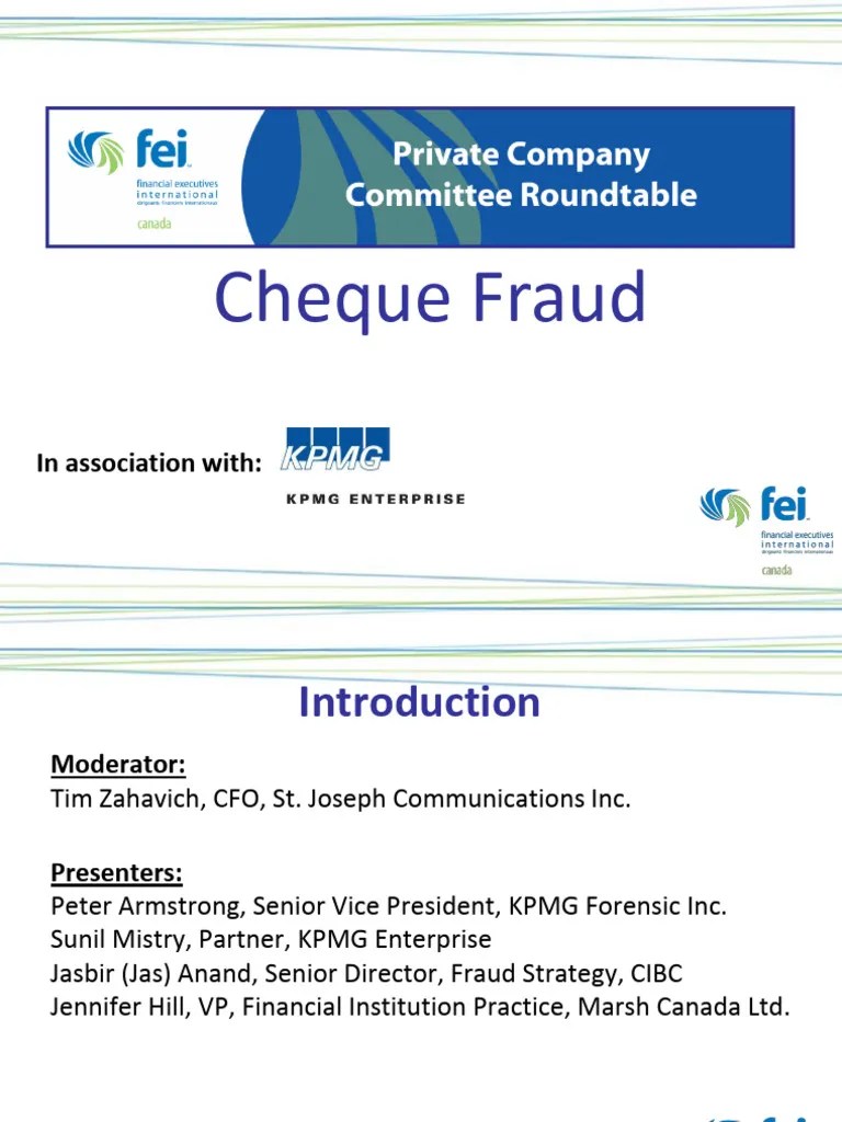 April 11 Cheque Fraud Webcast PPT FINAL FEI Canada - FINAL | PDF ...
