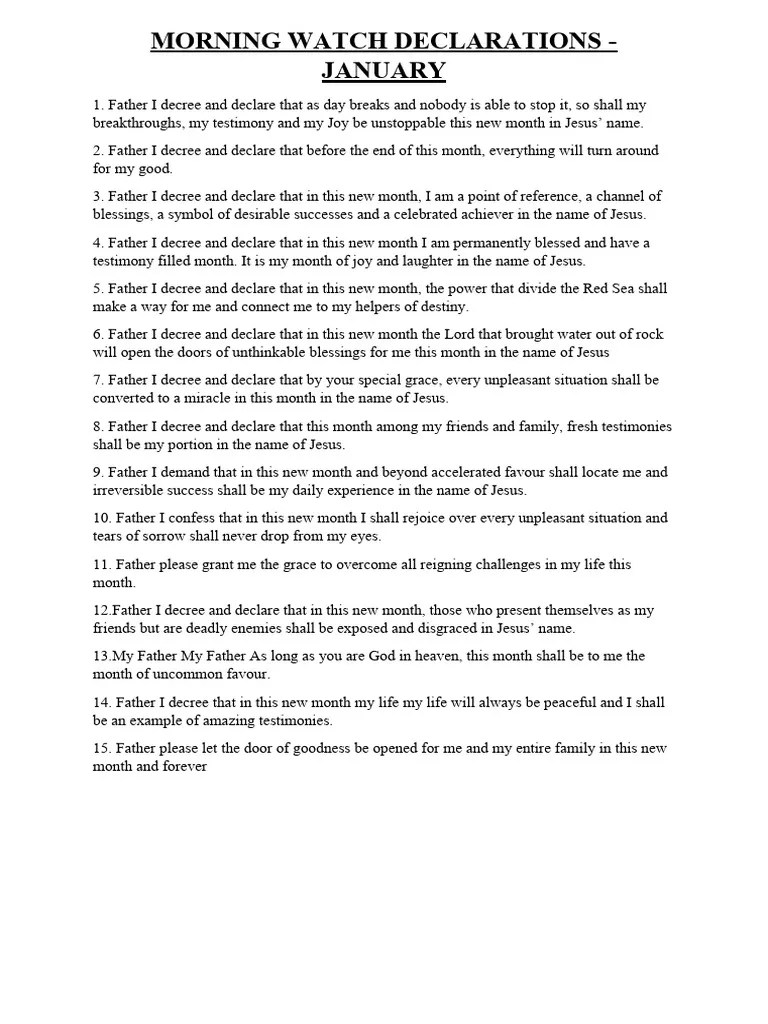 Morning Watch Declarations | PDF