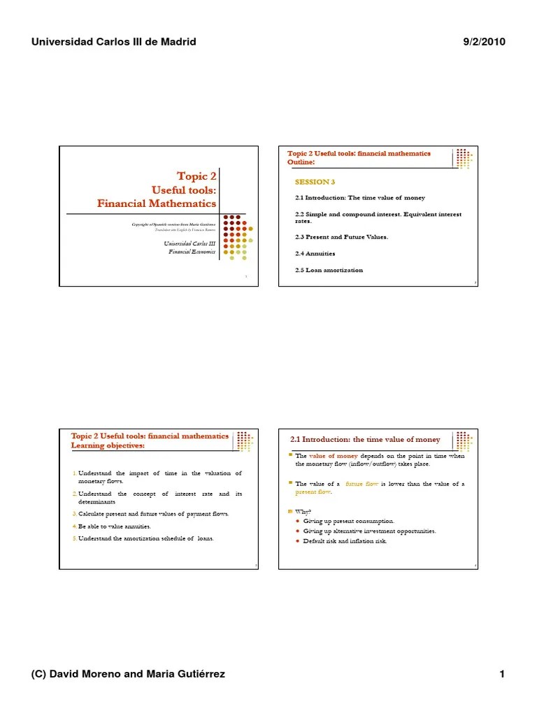 Topic 2 Financial Mathematics | PDF | Interest | Time Value Of Money