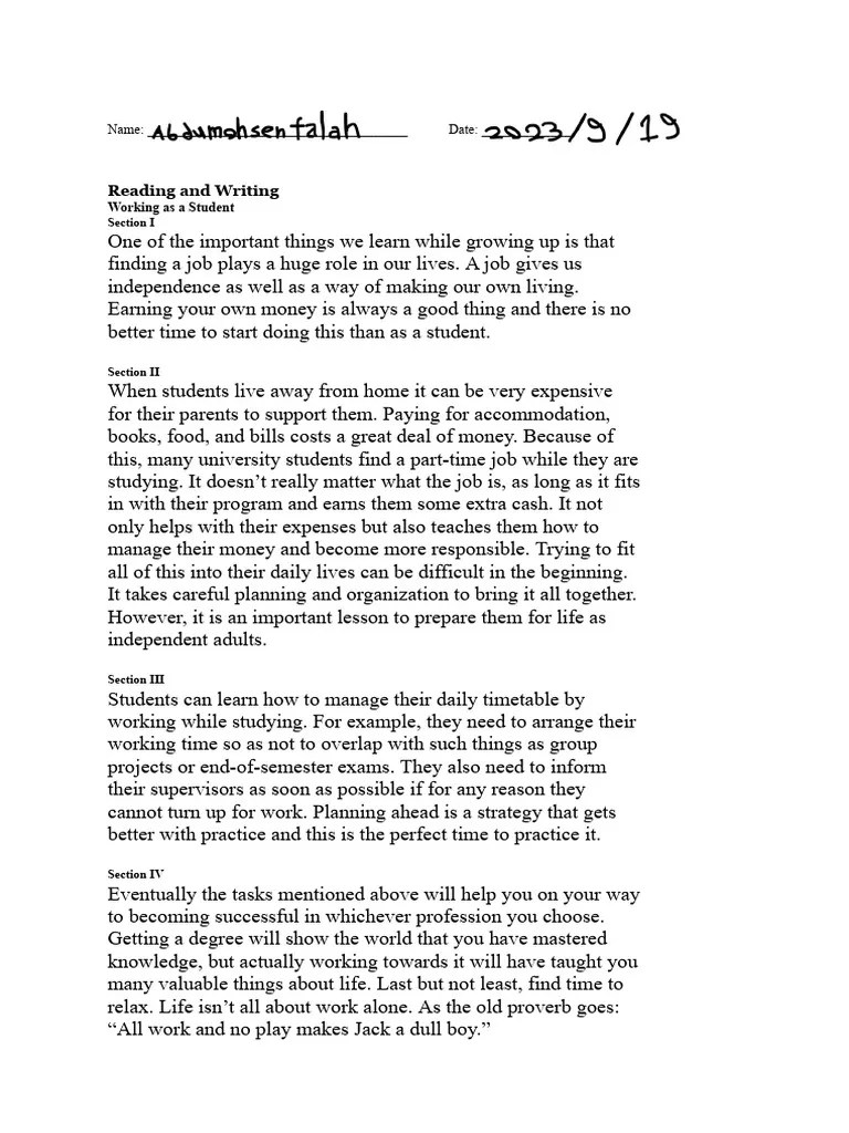 Assignment 1 Readingwriting | PDF | Behavior Modification | Cognitive ...