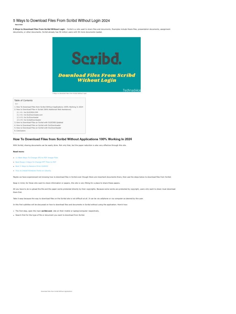 5 Ways To Download Files From Scribd Without Login 2024 - Technadvice ...