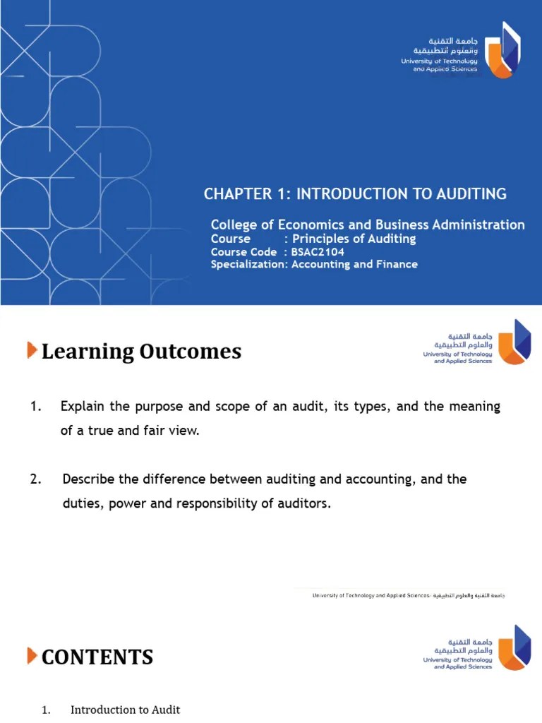 Principles Of Auditing - Chapter - 1 | PDF | Audit | Financial Audit