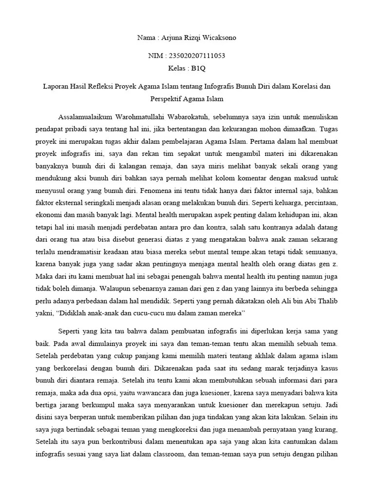 Laporan Hasil Refleksi Proyek Agama Islam Tentang Infografis Bunuh Diri ...