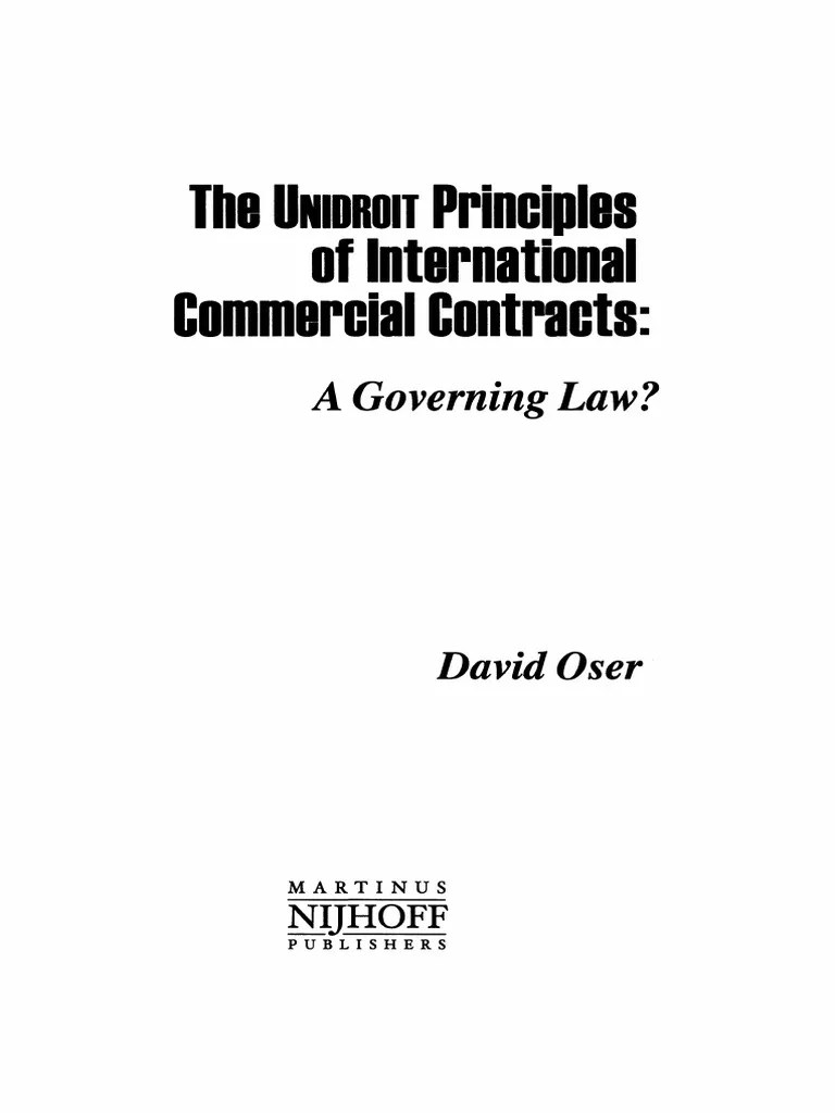 The Unidroit Principles Of International Commercial Contracts A ...