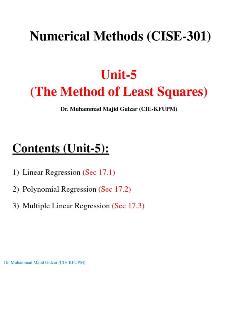 Unit 5 (the Method Of Least Squares) | PDF | Errors And Residuals ...