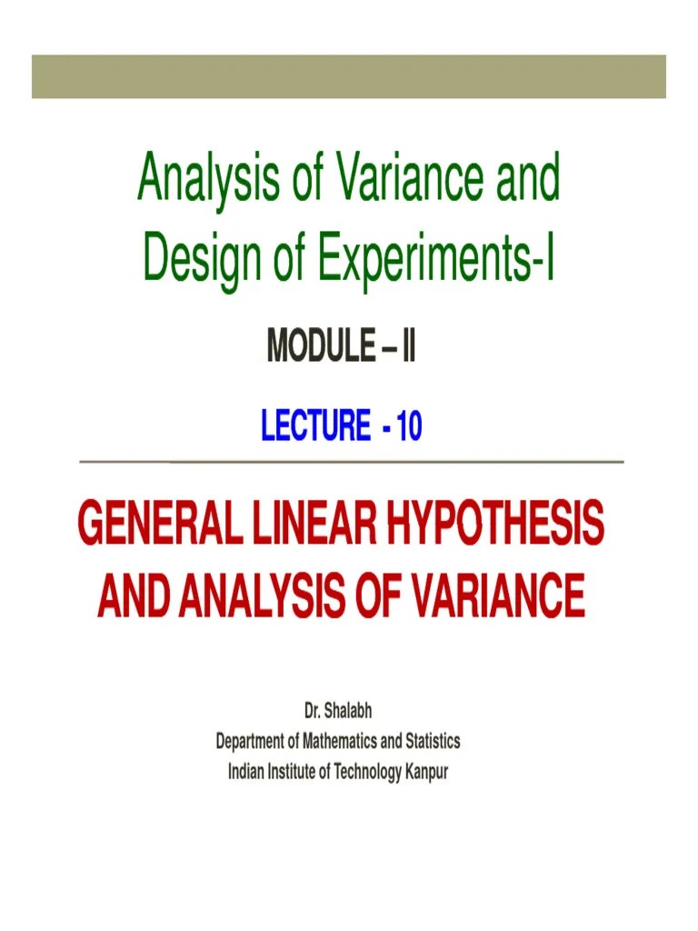 Lecture10 Module2 Anova 1 | PDF | Multiple Comparisons Problem ...