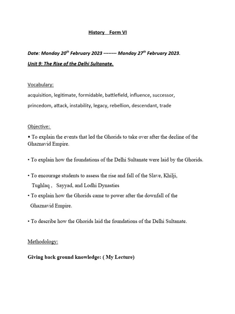 2nd Term History Grade 6 Lesson Plan. | PDF | Mughal Empire
