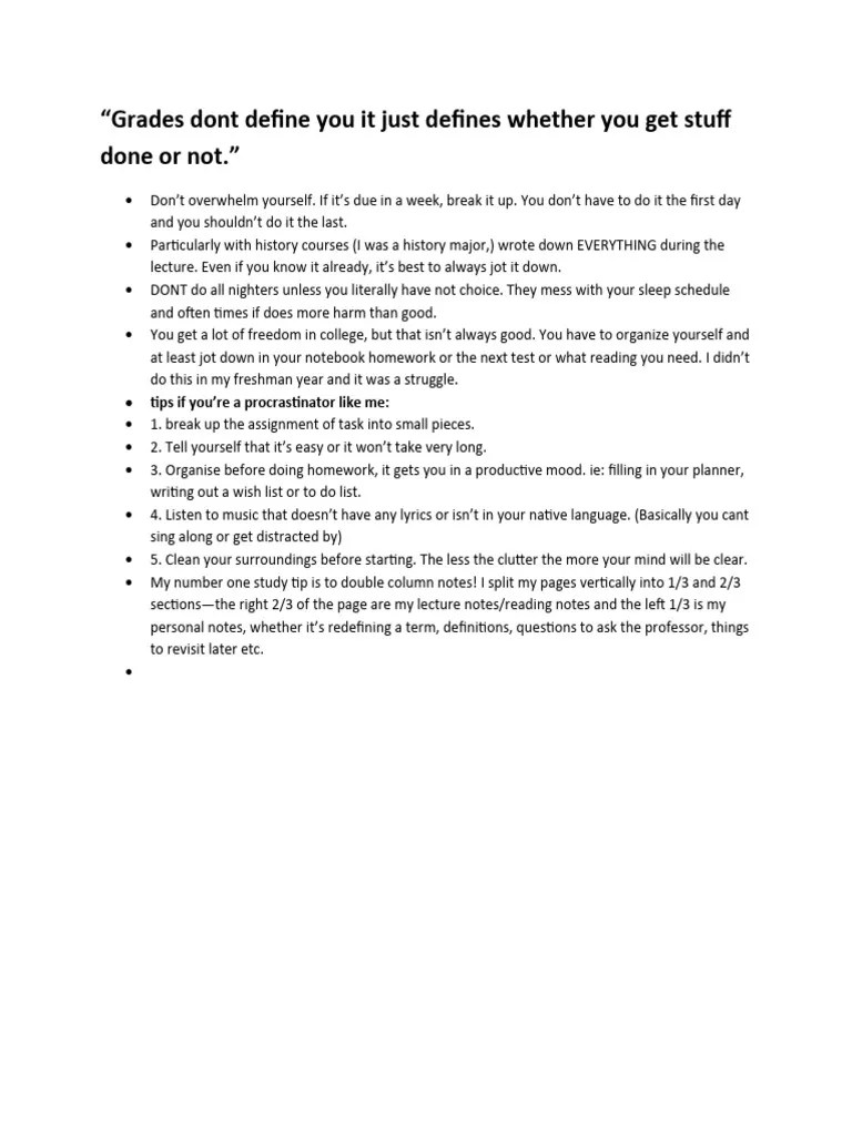 Study Tips From College Students | PDF