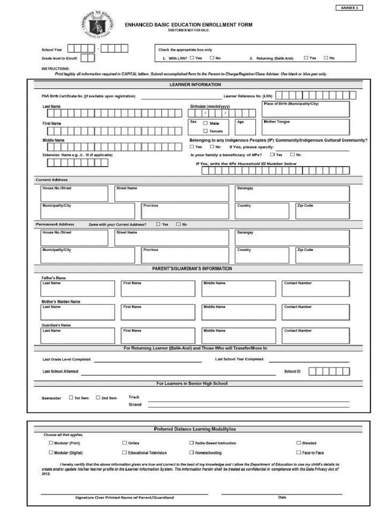 Enrollment Form 2023 | PDF