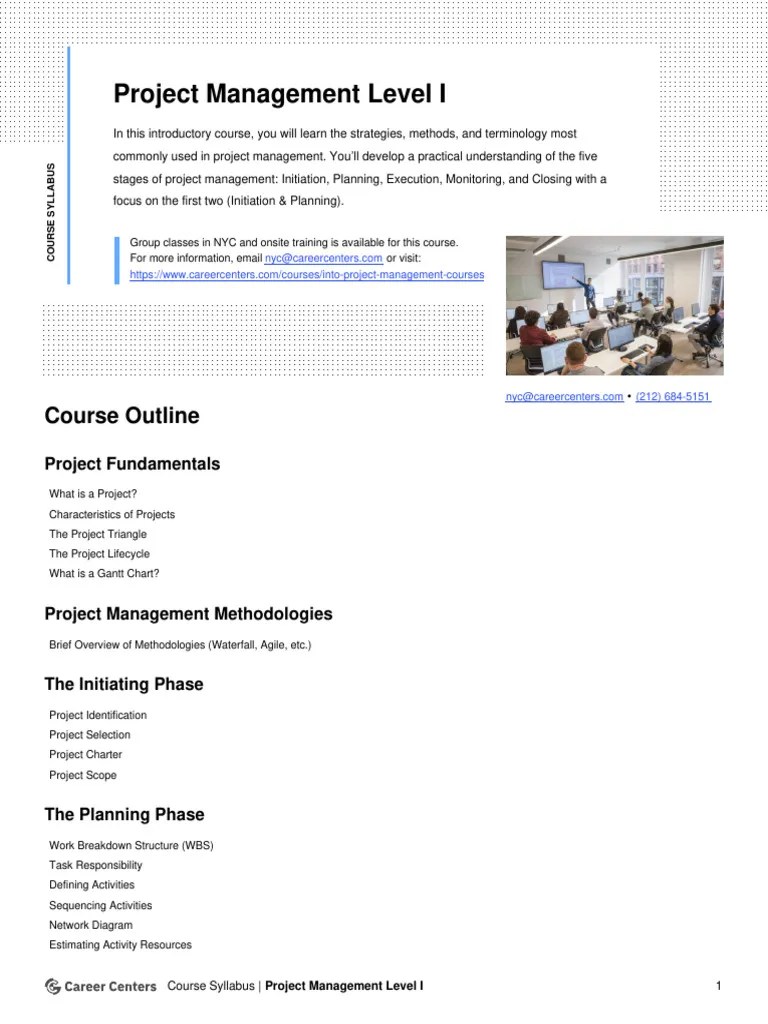 Project Management Level I Syllabus | PDF