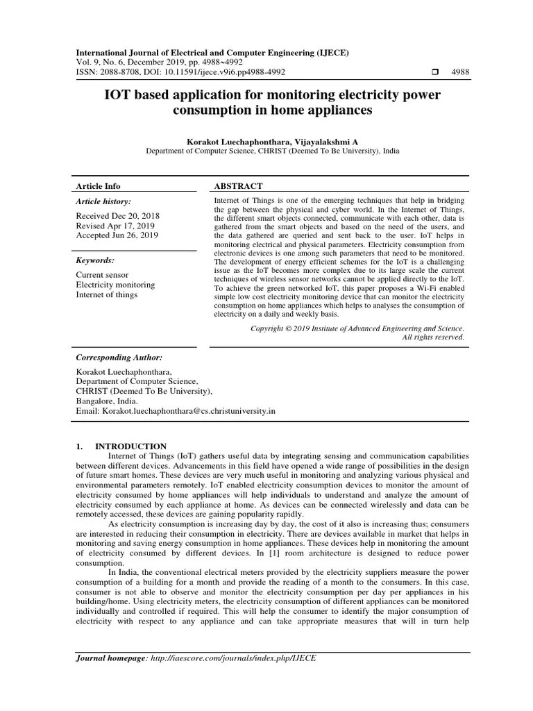 IOT Based Application For Monitoring Electricity P | PDF | Internet Of ...