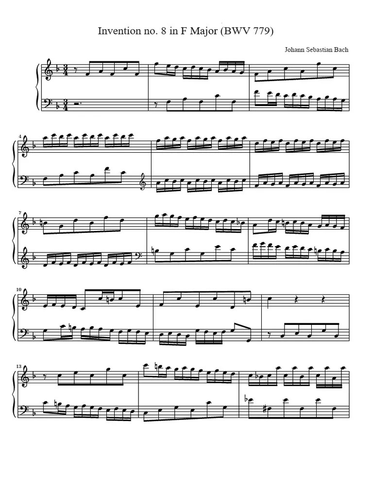 Invention No 8 In F Major (BWV 779) JS Bach | PDF