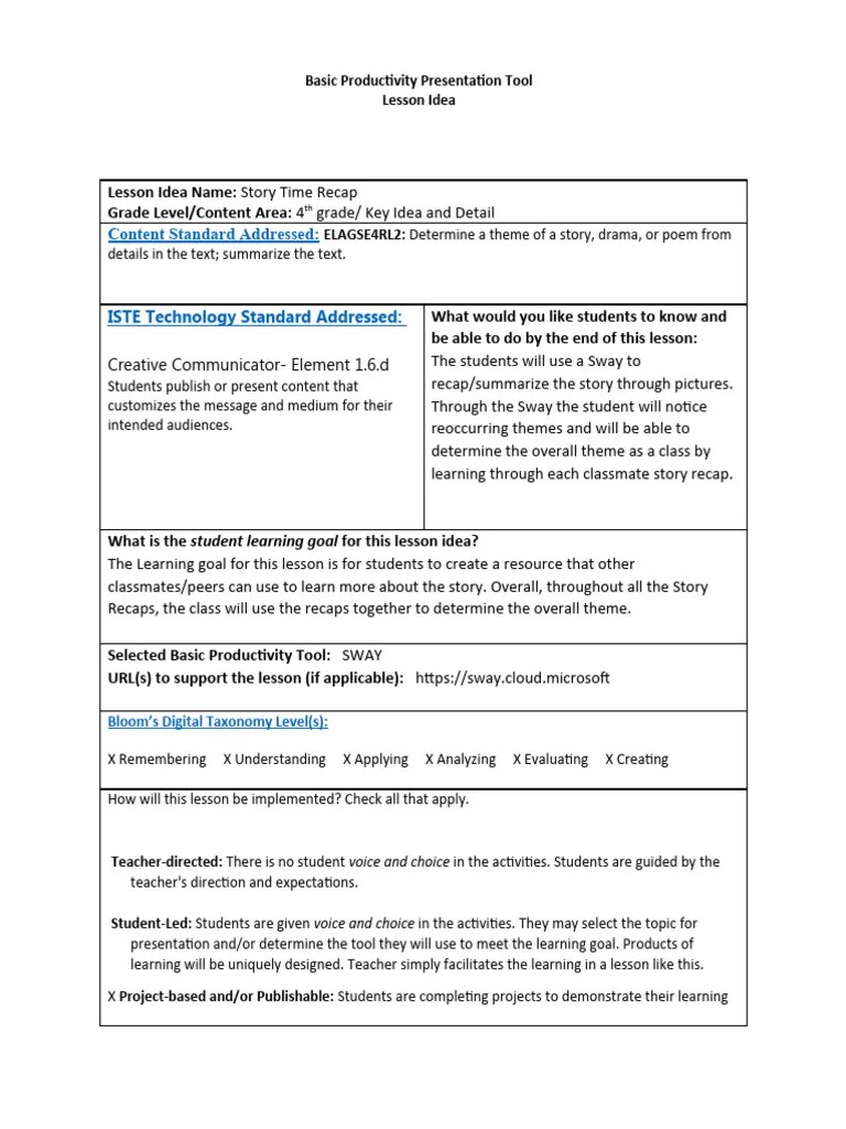 Bpts Basic Productivity Tools Lesson Idea Template | PDF | Project ...