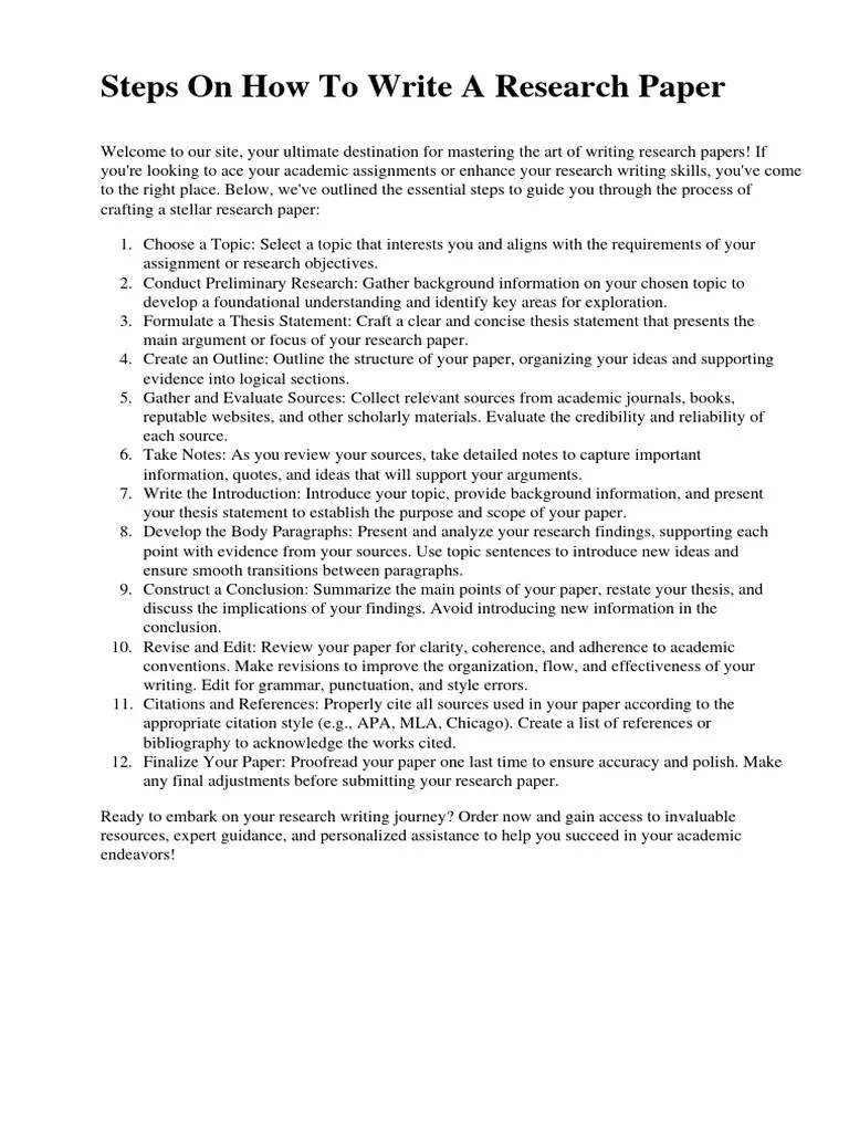 Steps On How To Write A Research Paper | PDF | Citation | Academic ...