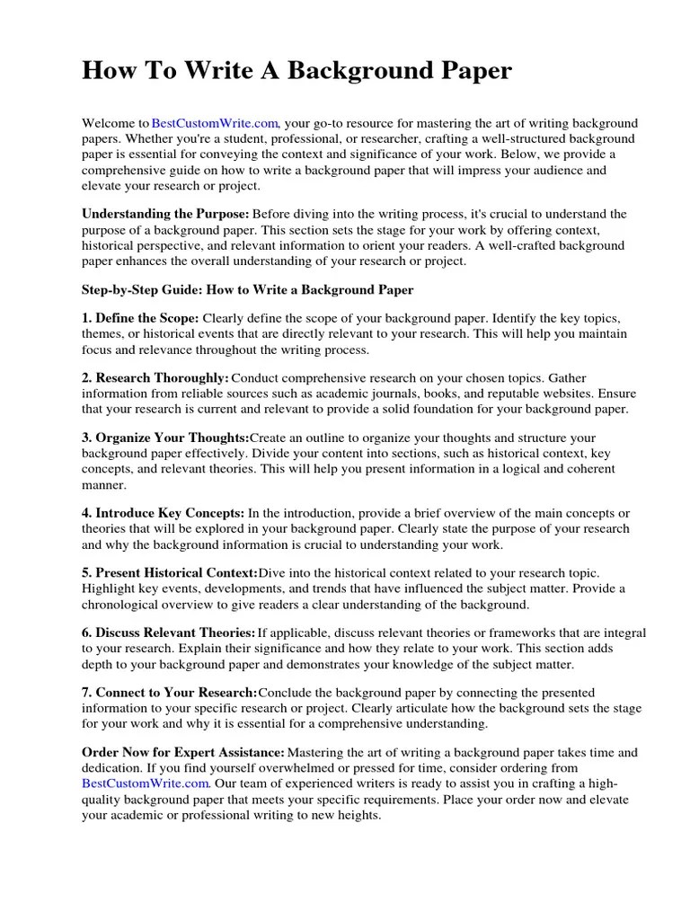 How To Write A Background Paper | PDF | Information | Thought