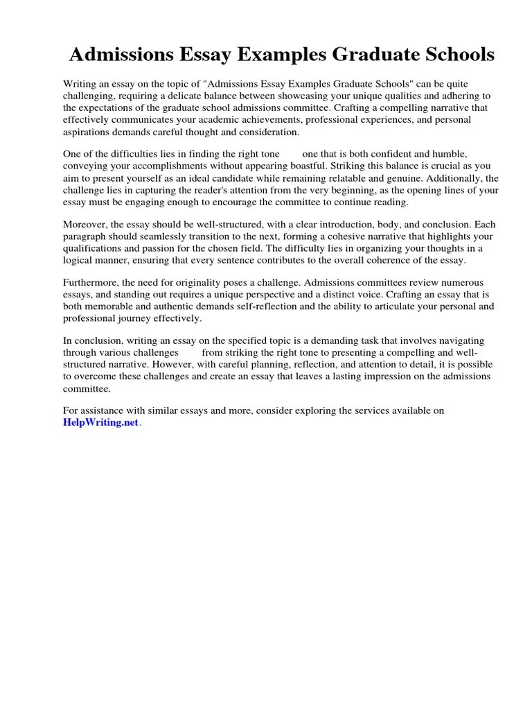 Admissions Essay Examples Graduate Schools | PDF