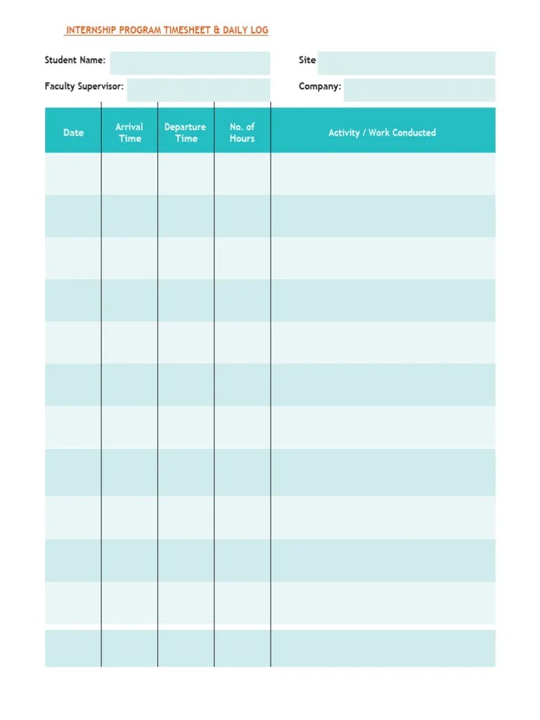 Internship Program Timesheet & Daily Log | PDF