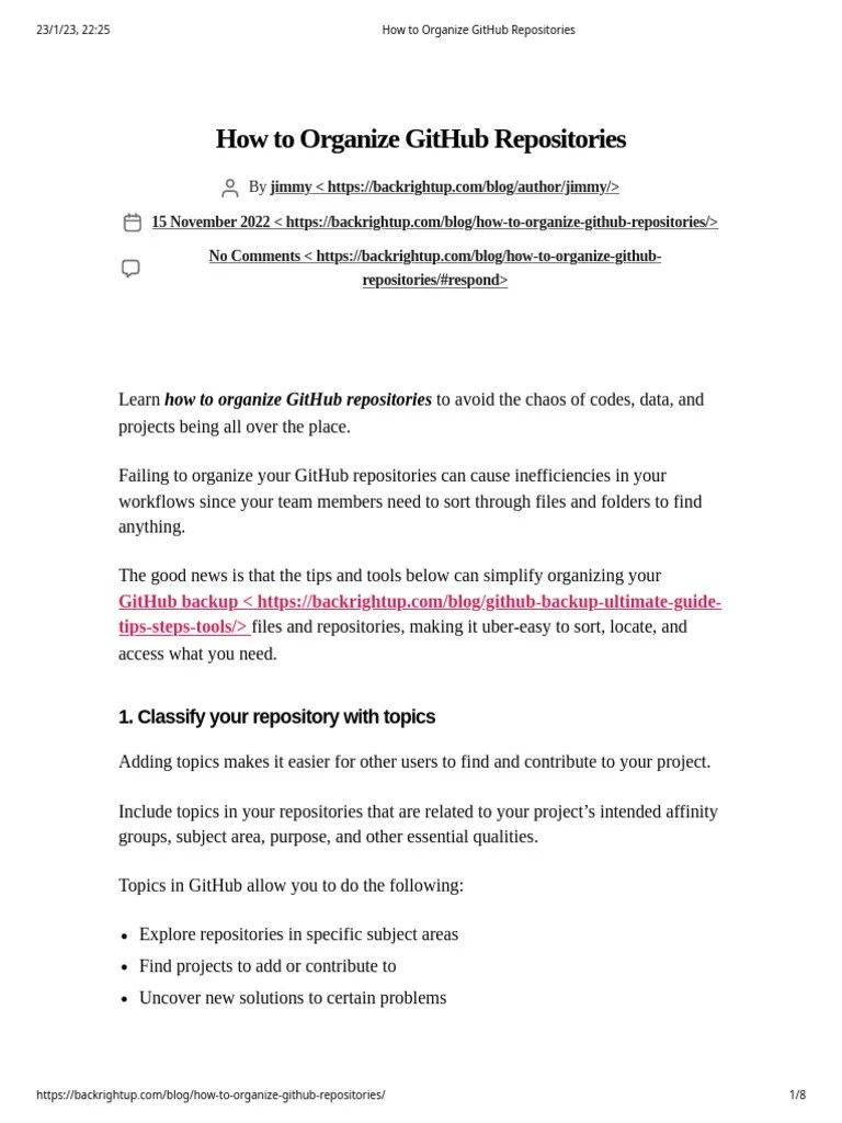 How To Organize GitHub Repositories | Download Free PDF | Software ...
