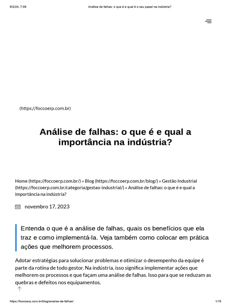 Análise De Falhas_ O Que é E Qual é O Seu Papel Na Indústria_ | PDF | Qualidade (negócios ...