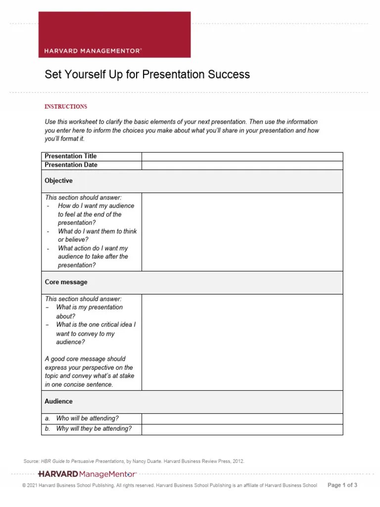 Set Yourself Up For Presentation Success Worksheet | PDF | Human ...
