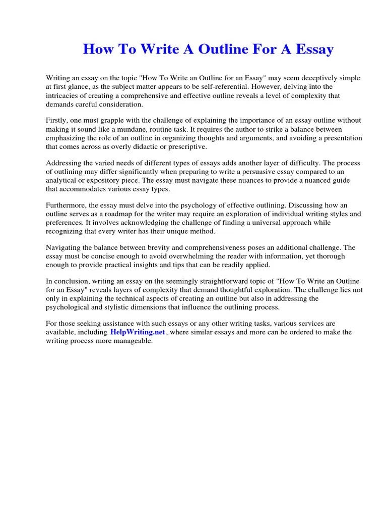 How To Write A Outline For A Essay | PDF | Essays