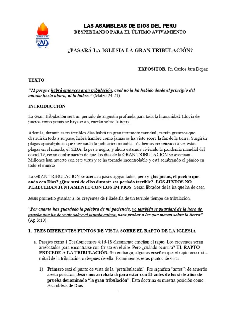 Pasara La Iglesia La Gran Tribulacion Pdf éxtasis Noé