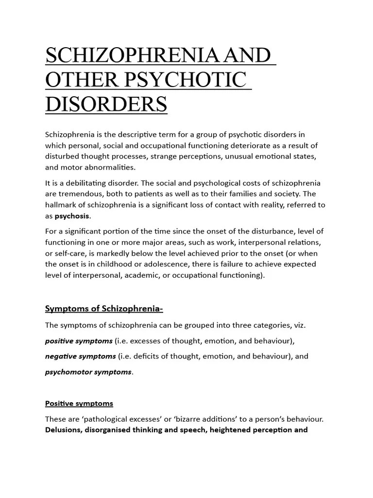 Schizophrenia And Other Psychotic Disorders | Download Free PDF ...