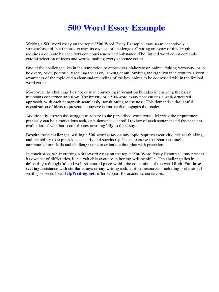 500 Word Essay Example | PDF | Psychopathy | Essays