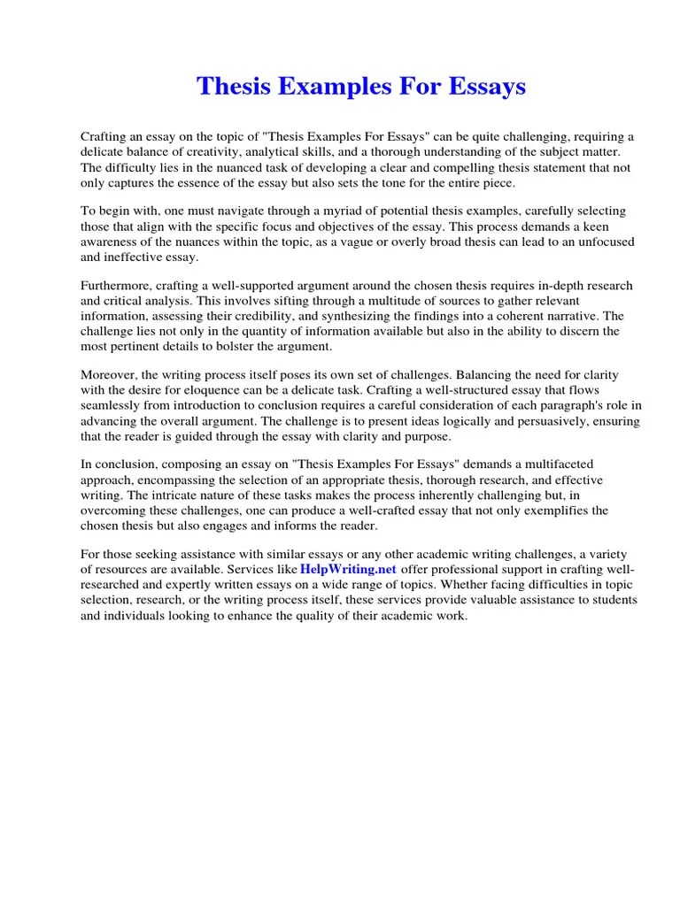 Thesis Examples For Essays | PDF | Psychology | Essays