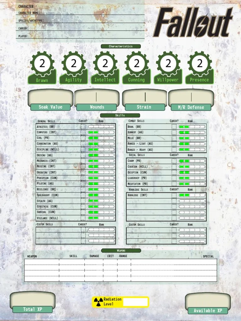 Fallout CharacterSheetFillable | PDF