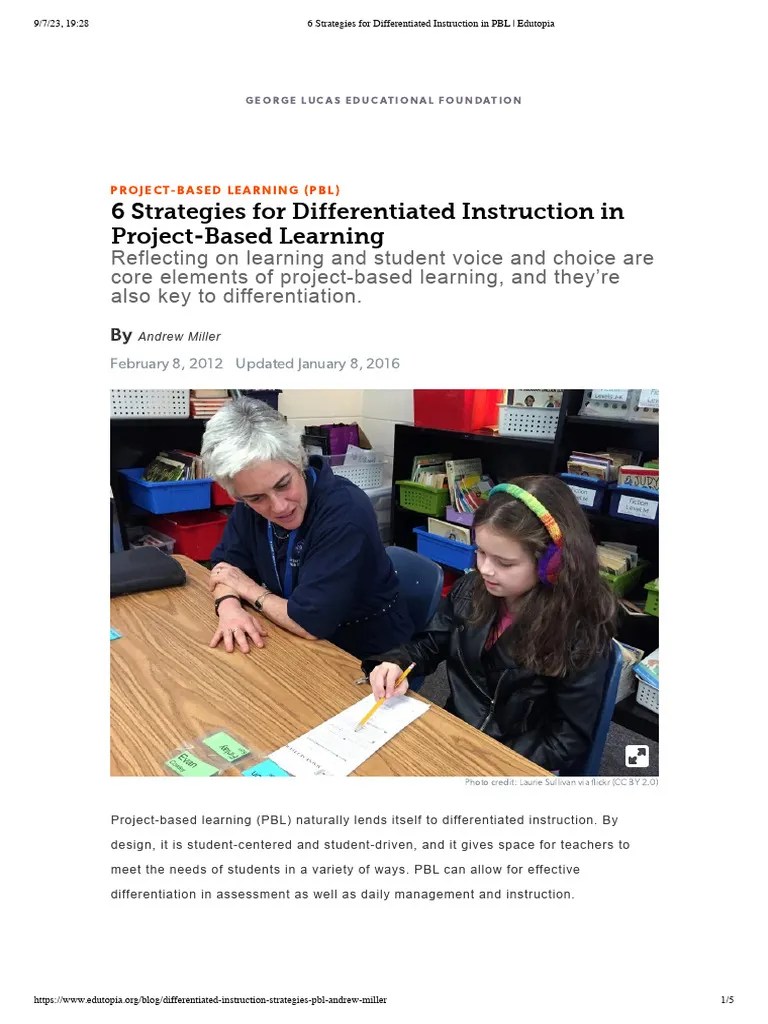 6 Strategies For Differentiated Instruction In PBL - Edutopia | PDF | Differentiated Instruction ...