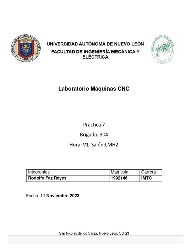 Practica 7 CNC | Descargar Gratis PDF | Calibración | Control Numerico