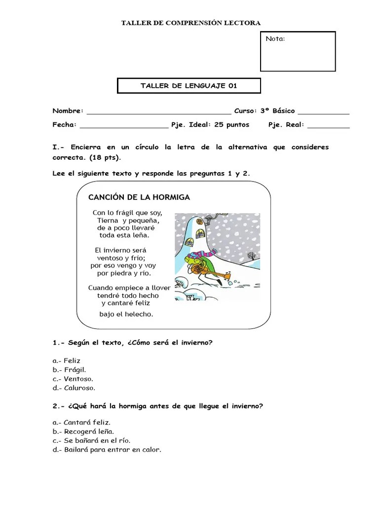 TALLER COMPRENSIÓN LECTORA 4tos | PDF | Juguetes