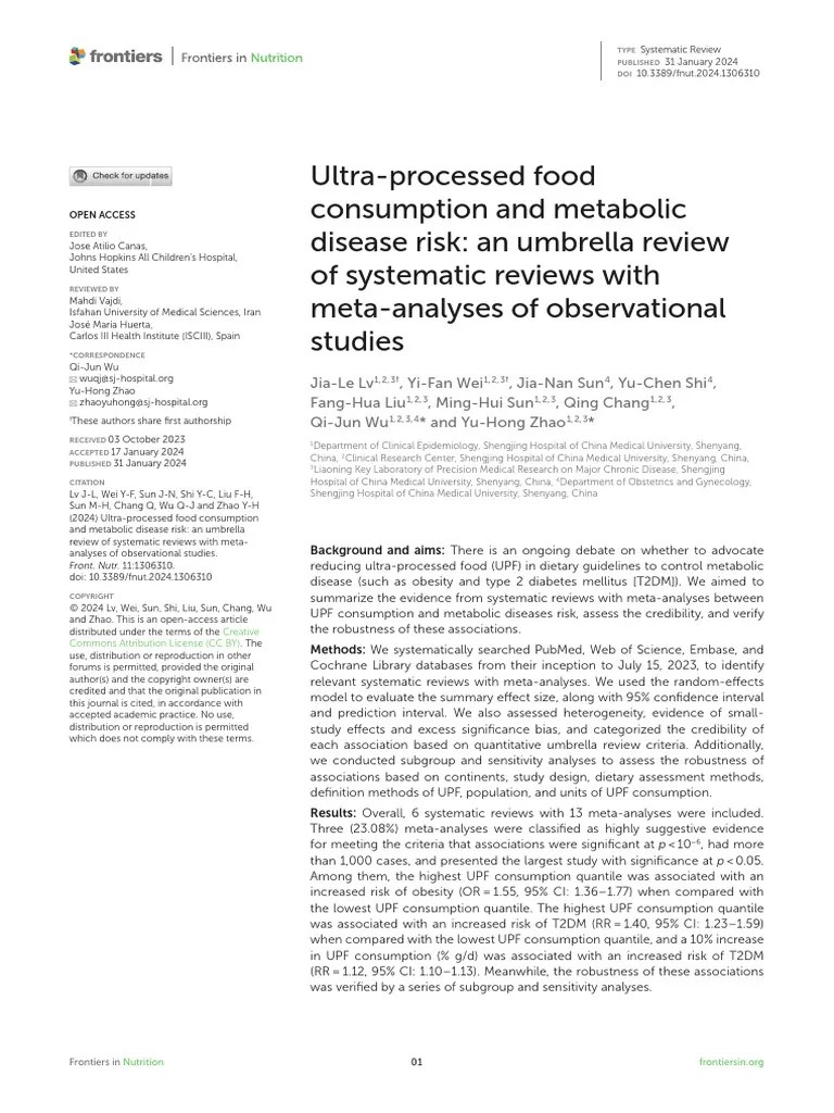 Ultra-Processed Food Consumption And Metabolic Disease Risk: An Umbrella Review Of Systematic ...