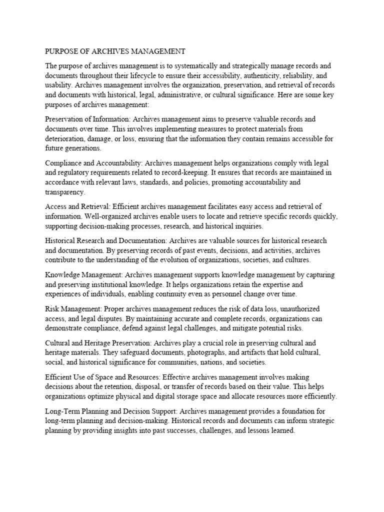 Archives Management | PDF | Records Management | Archive