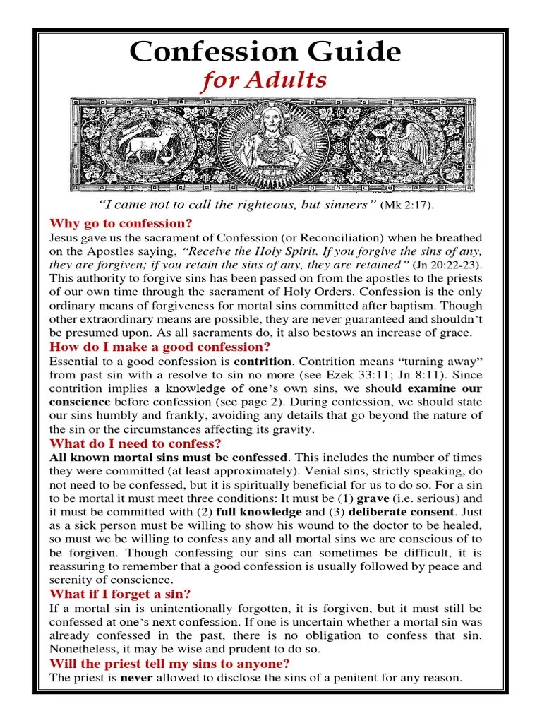 Confession Guide For Adults 2020 | PDF | Confession (Religion)
