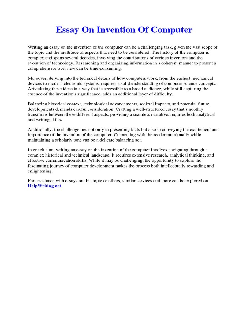 Essay On Invention Of Computer | PDF | Barbie | Essays