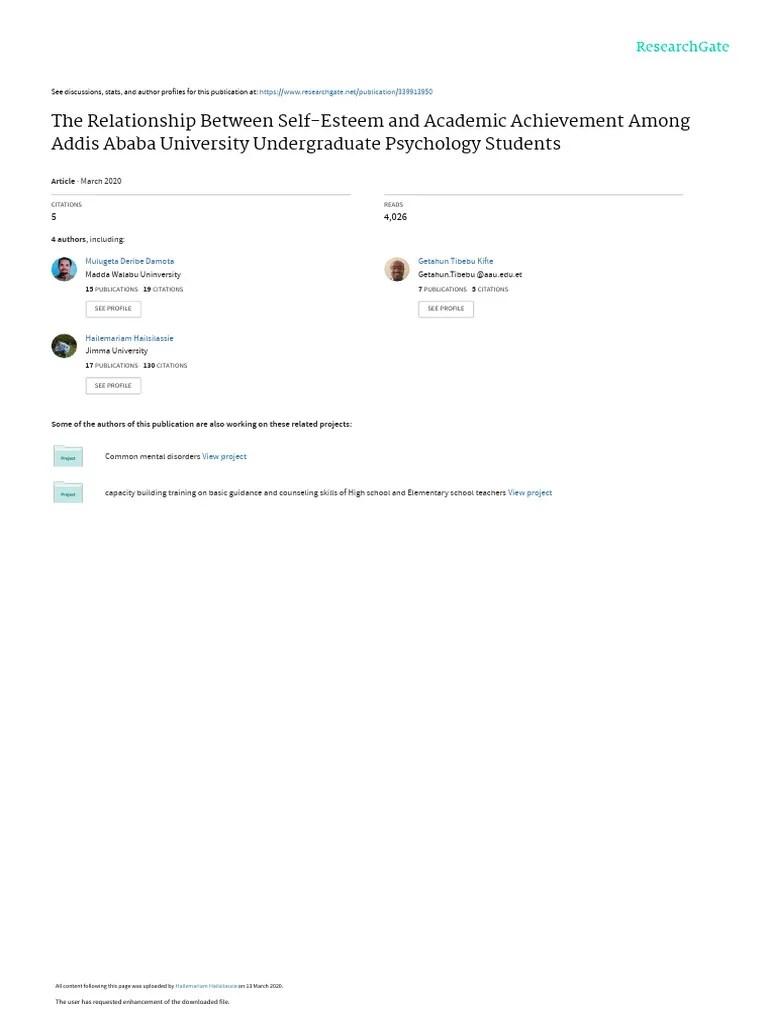 The Relationship Between Self Esteem And Academic Achievement Among
