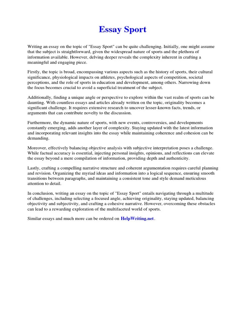 Essay Sport | Download Free PDF | Low Carbohydrate Diet | Essays