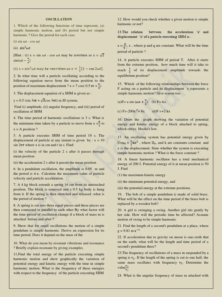 Oscillation Important | PDF | Oscillation | Resonance