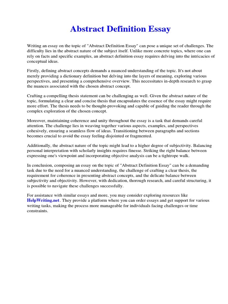 Abstract Definition Essay | Download Free PDF | Essays | Sculpture