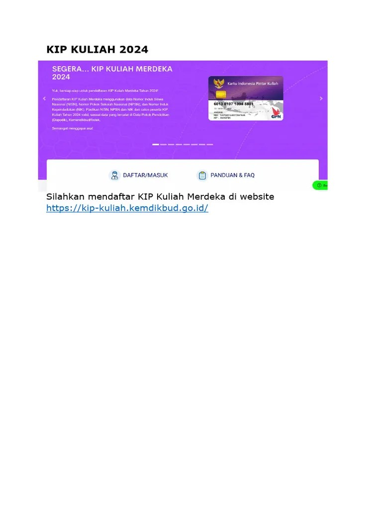Pedoman Pendaftaran Kipk 2024 Sampai Rencana | PDF