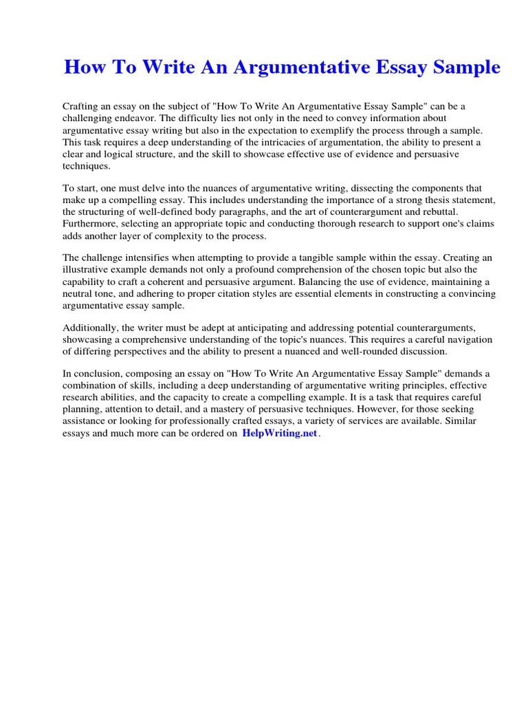 How To Write An Argumentative Essay Sample | PDF | Hedge (Finance) | Essays