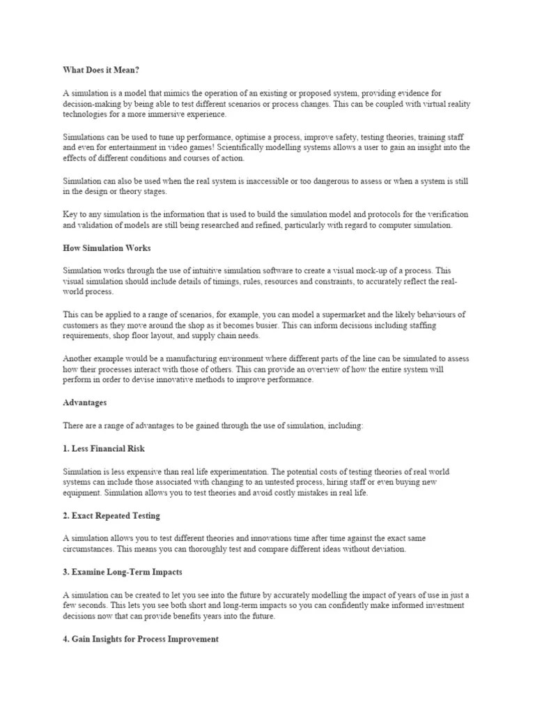 Simulation | Download Free PDF | Simulation