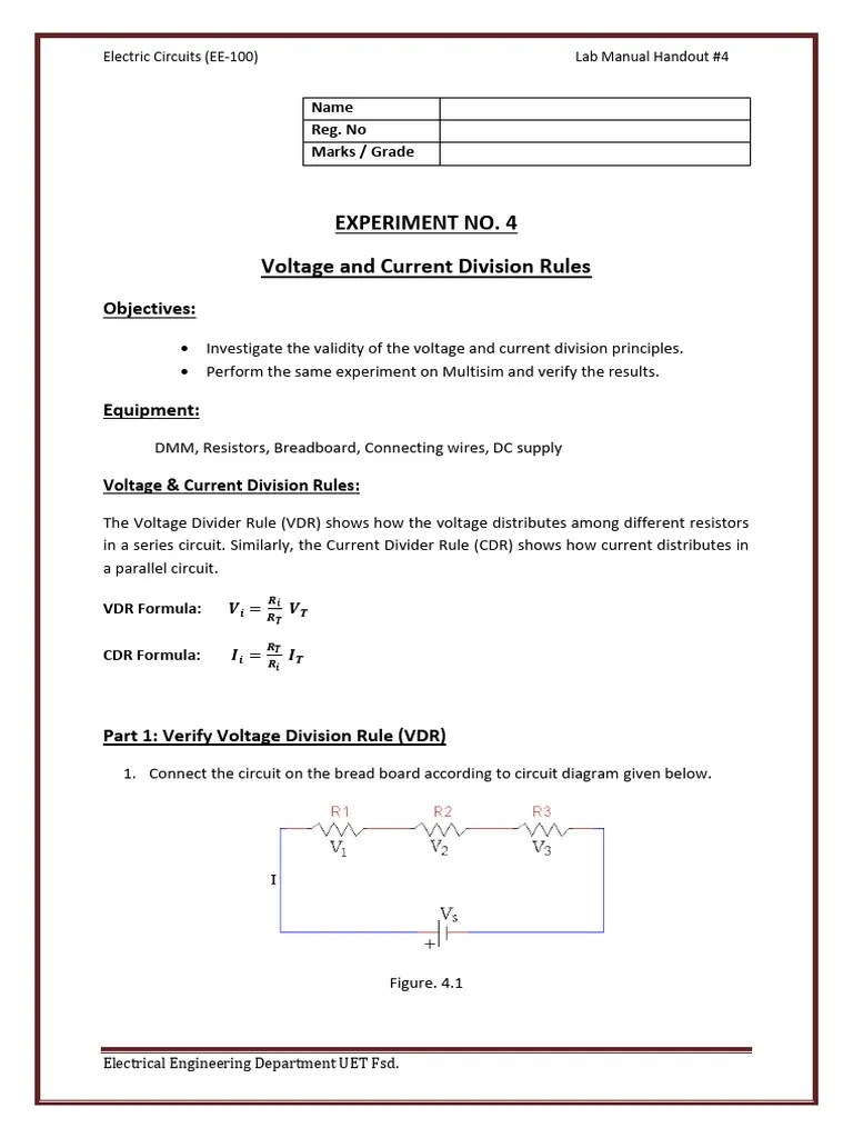 Lab 04 - Voltage And Current Division Rules | Download Free PDF ...