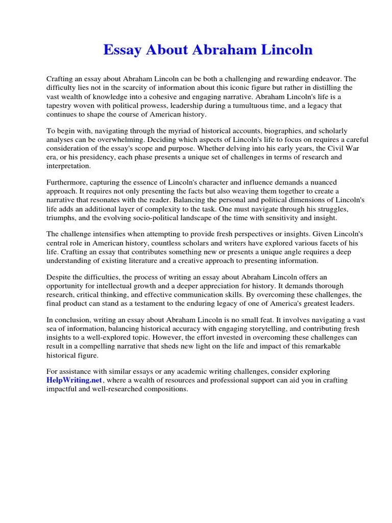 Essay About Abraham Lincoln | PDF | Internment Of Japanese Americans | Speed Limit